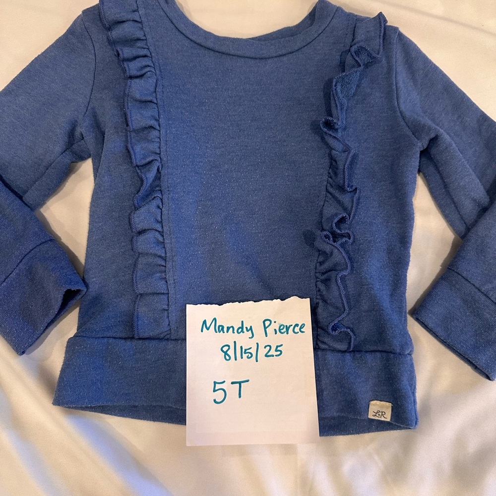 Little Road Co. Blue Ruffled Kids Top 5T